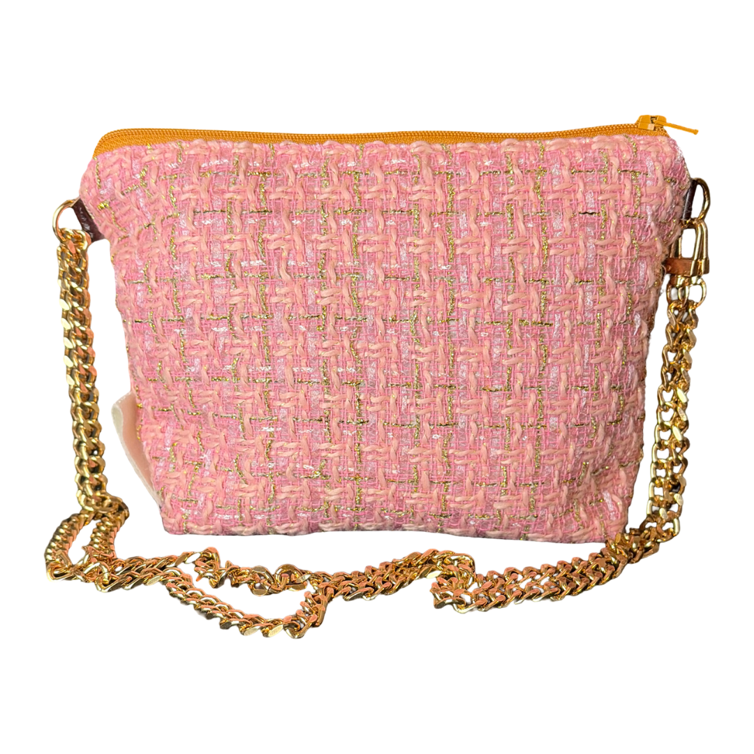 CC Chain Pink Vintage Scarf Crossbody Bag