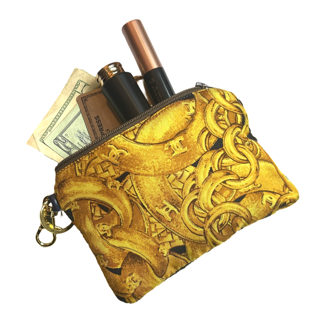 CC Logo Charms Noir Vintage Silk Scarf Coffee Run Keychain Bag