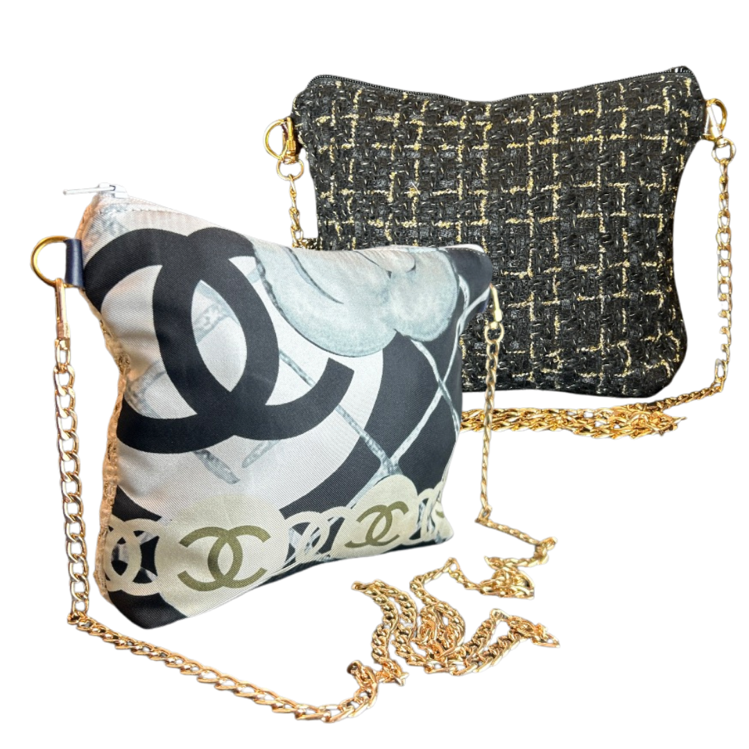 CC Camellia Noir Vintage Scarf Crossbody Bag