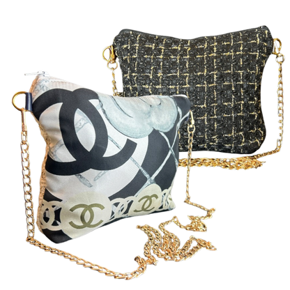 CC Camellia Noir Vintage Scarf Crossbody Bag