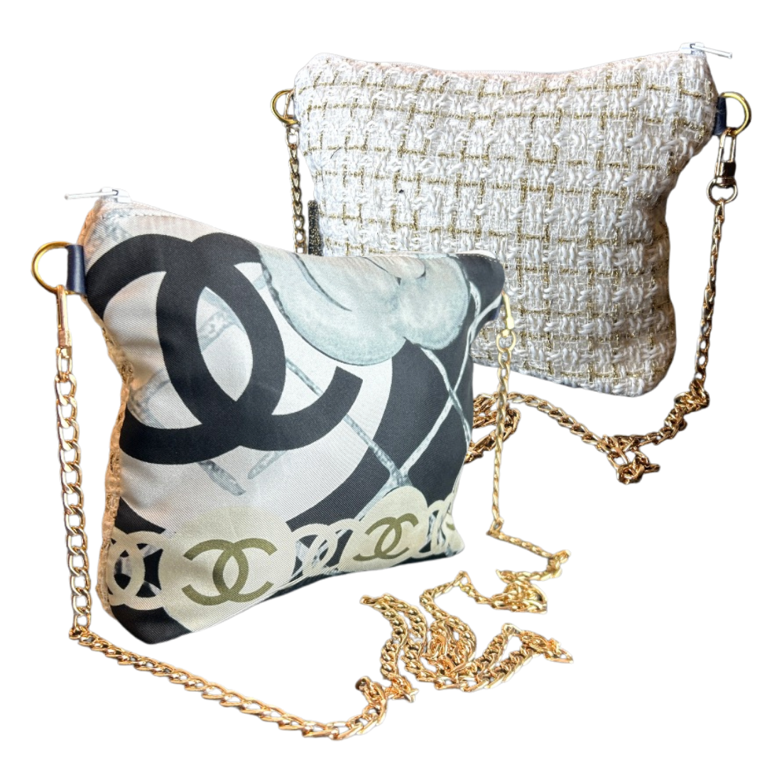 CC Camellia Noir Vintage Scarf Crossbody Bag