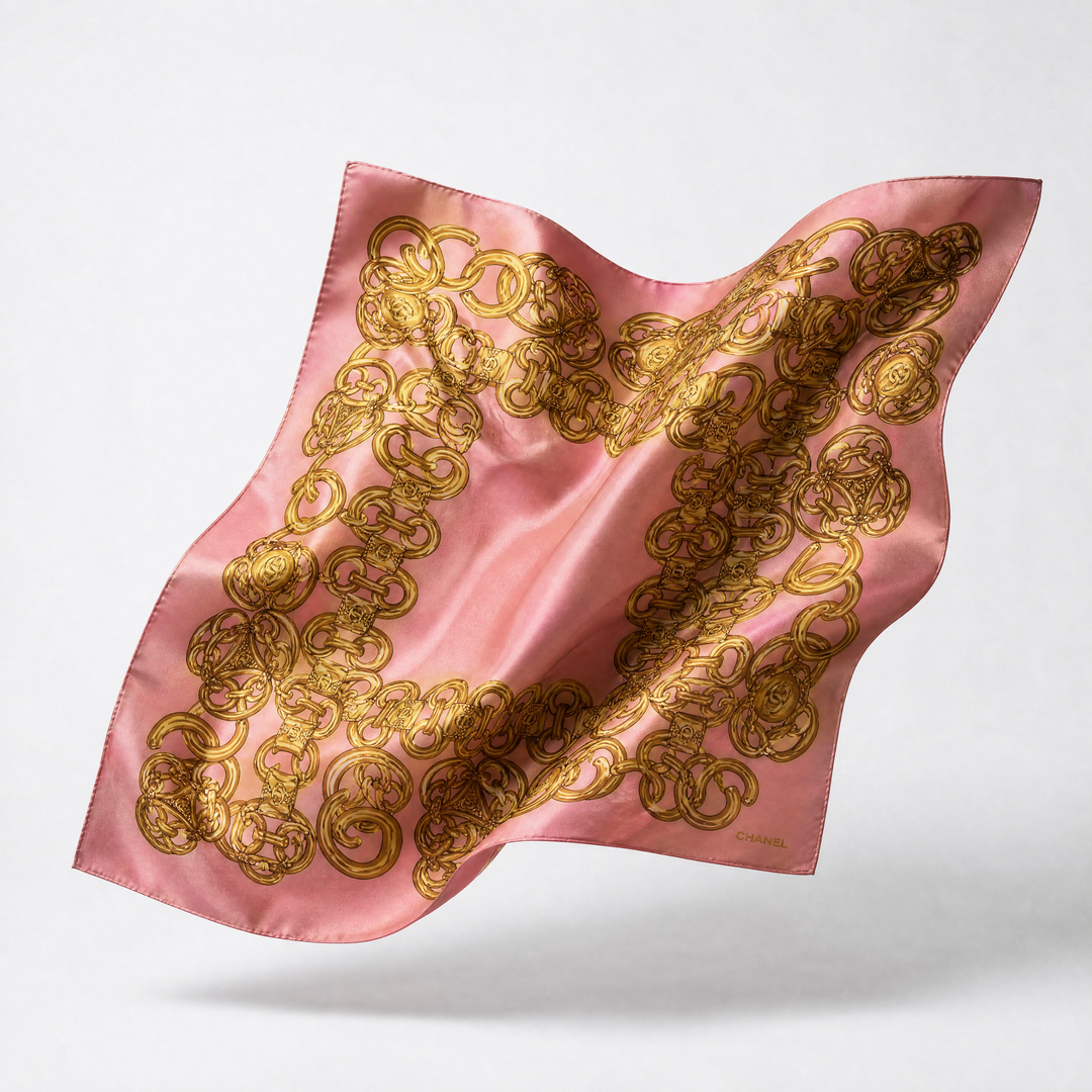Chanel CC Logo Pink Scarf