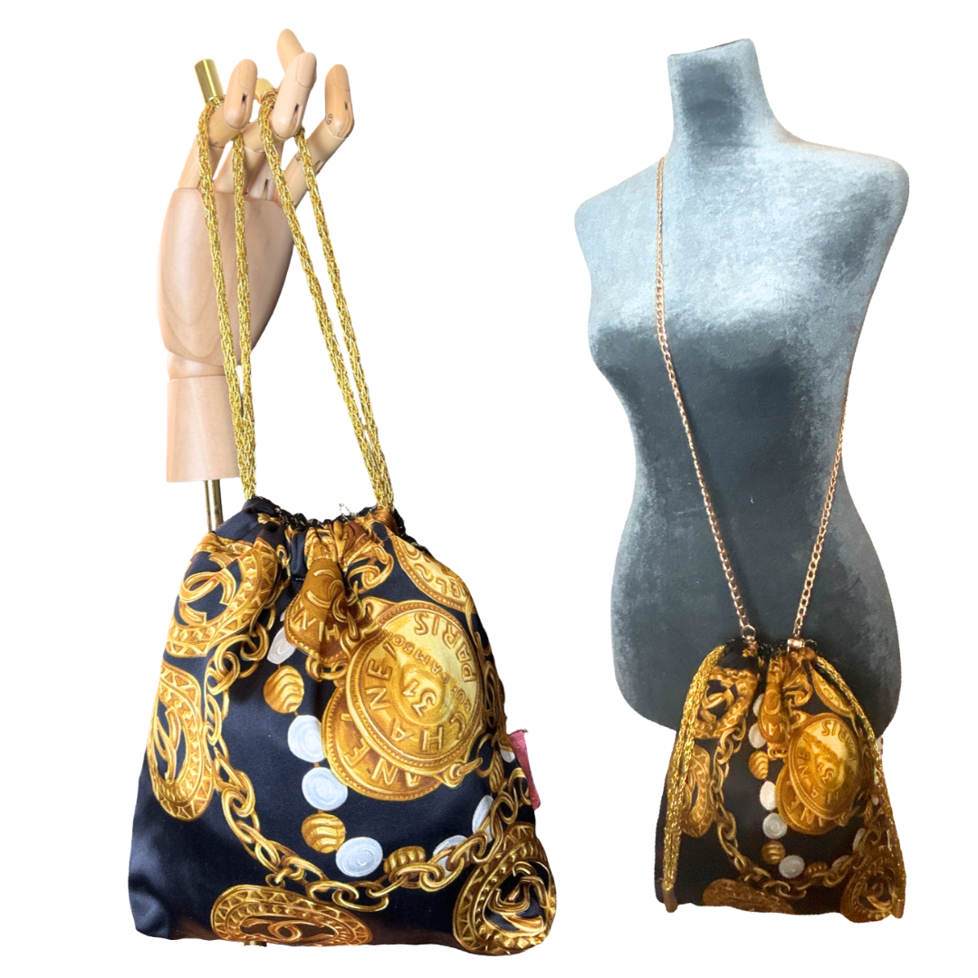 Chanel CC Logo  Coins Scarf | Chanel Crossbody Bag at Vintage Luxe Up