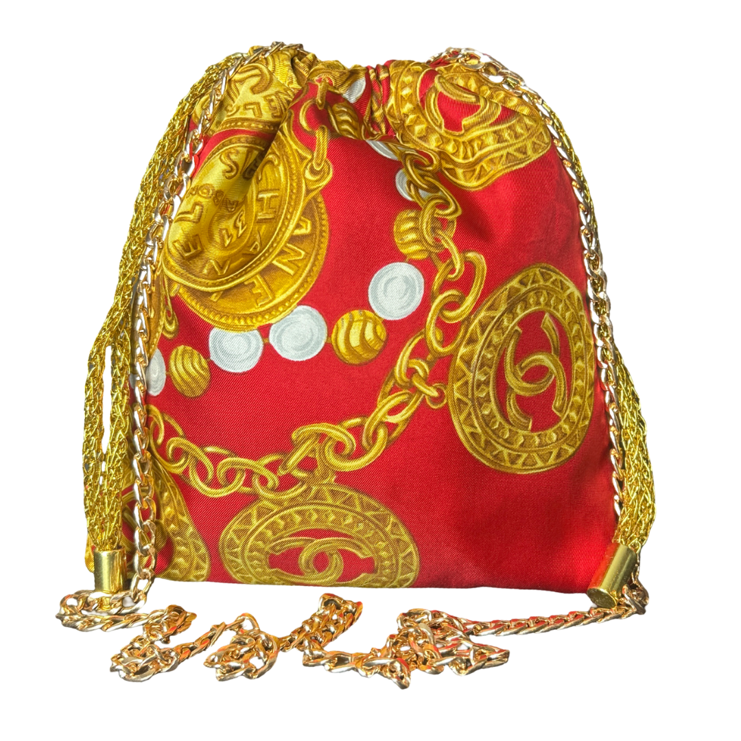 Chanel CC Logo  Coins Scarf | Chanel Crossbody Bag at Vintage Luxe Up
