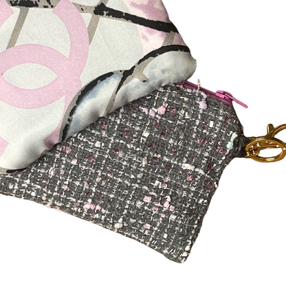 CC Camellia Pink Vintage Silk Scarf Coffee Run Keychain Bag