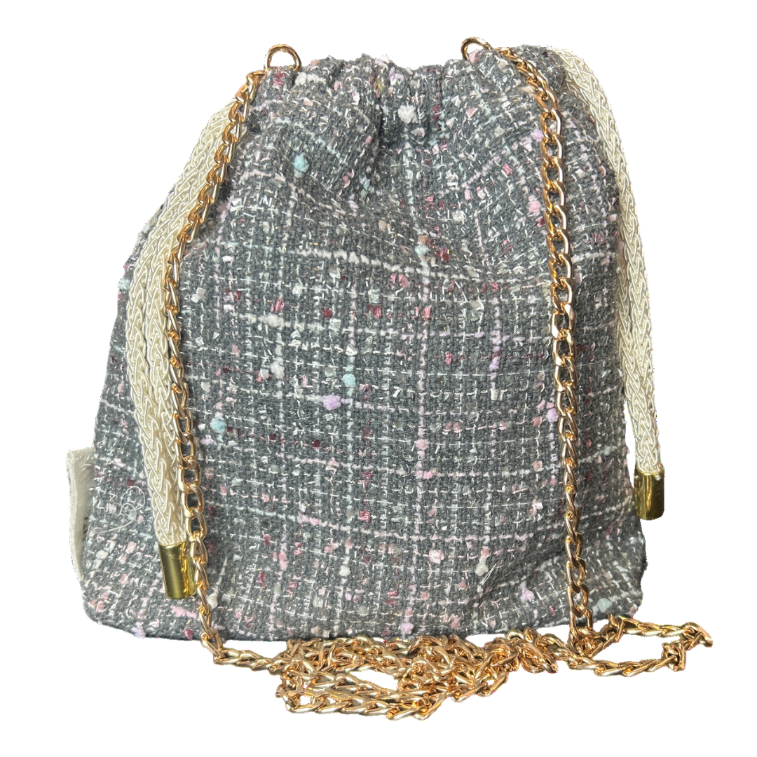 CC Camellia Pink Vintage Scarf Drawstring Crossbody Bag