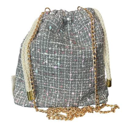 CC Camellia Pink Vintage Scarf Drawstring Crossbody Bag