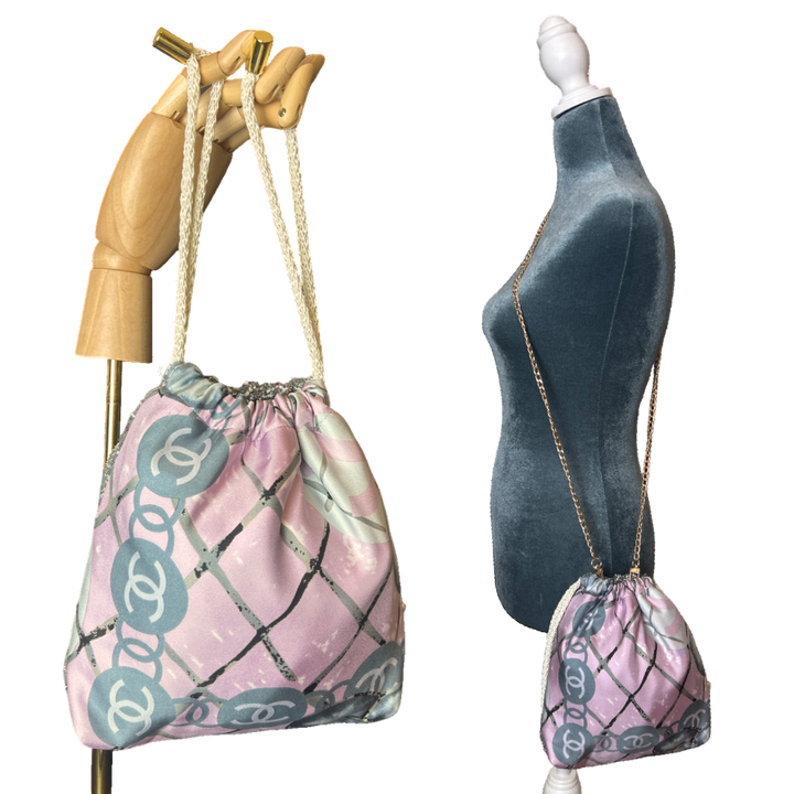 Chanel CC Logo Camellia Scarf | Chanel Crossbody Bag at Vintage Luxe Up