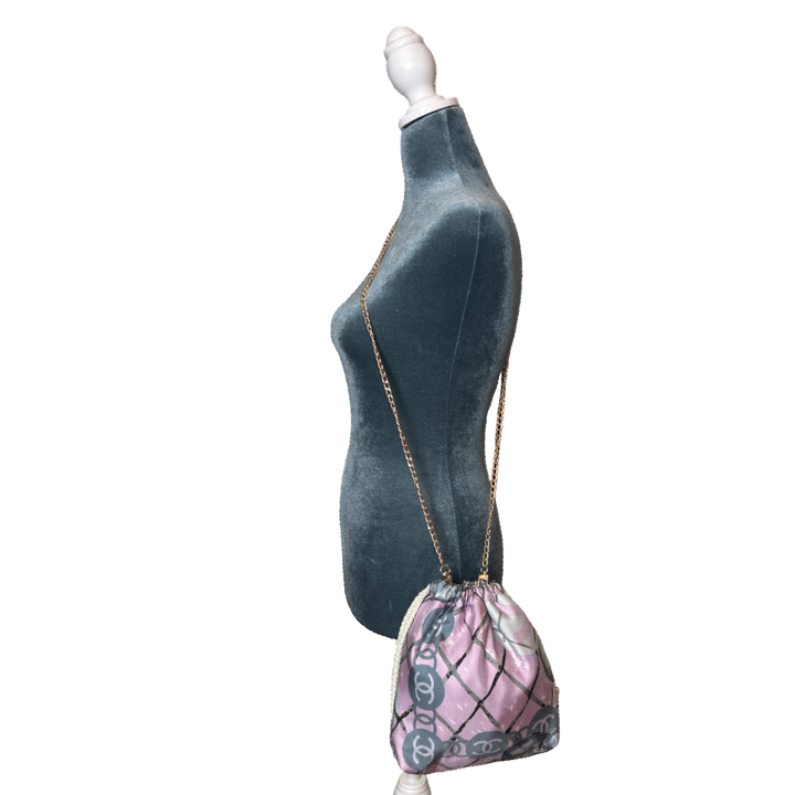 Chanel CC Logo Camellia Scarf | Chanel Crossbody Bag at Vintage Luxe Up