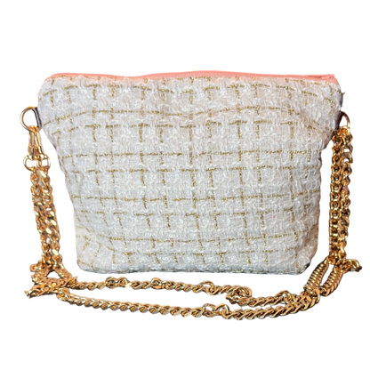 CC Buttons Pink Vintage Scarf Crossbody Bag