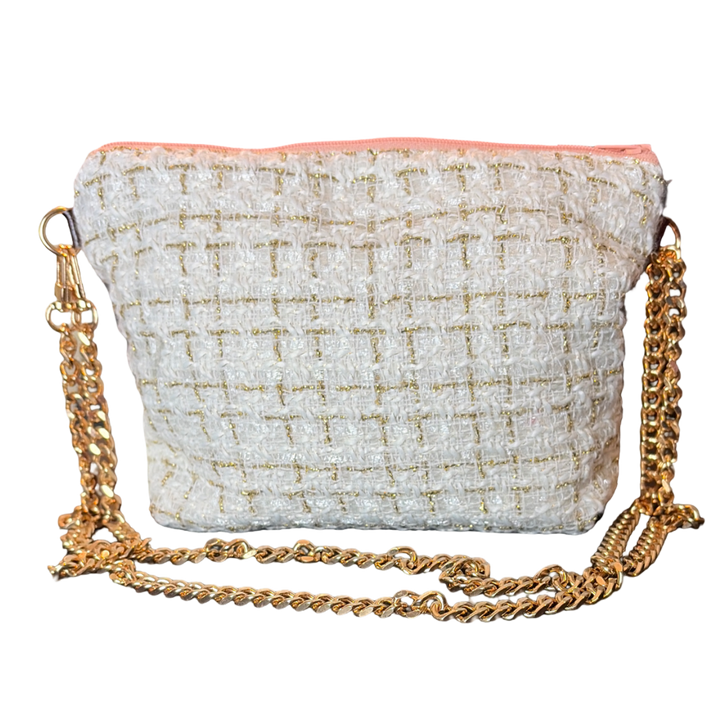 CC Buttons Pink Vintage Scarf Crossbody Bag