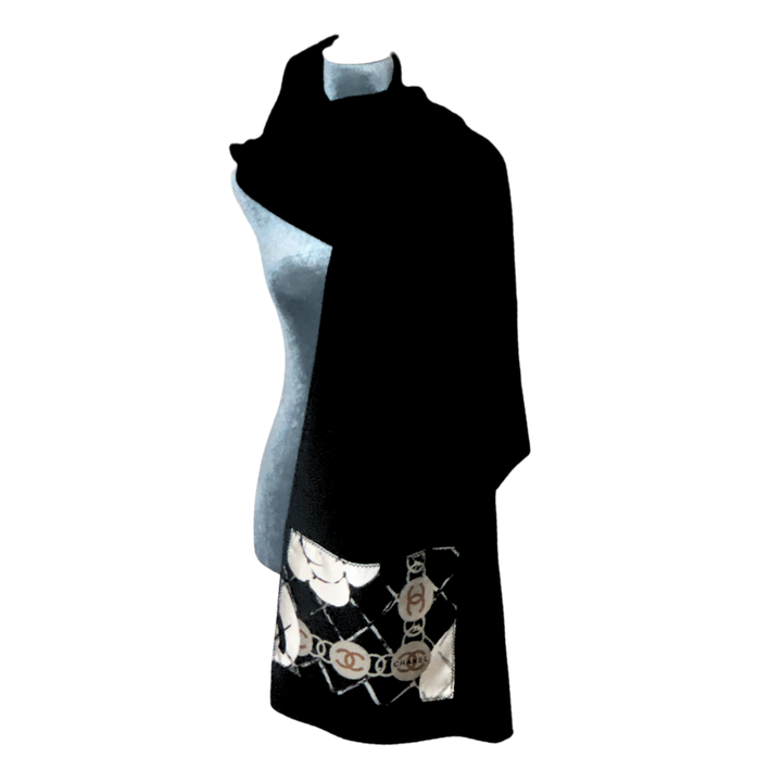 Chanel CC Camellia Silk Scarf & Cashmere Shawl at Vintage Luxe Up