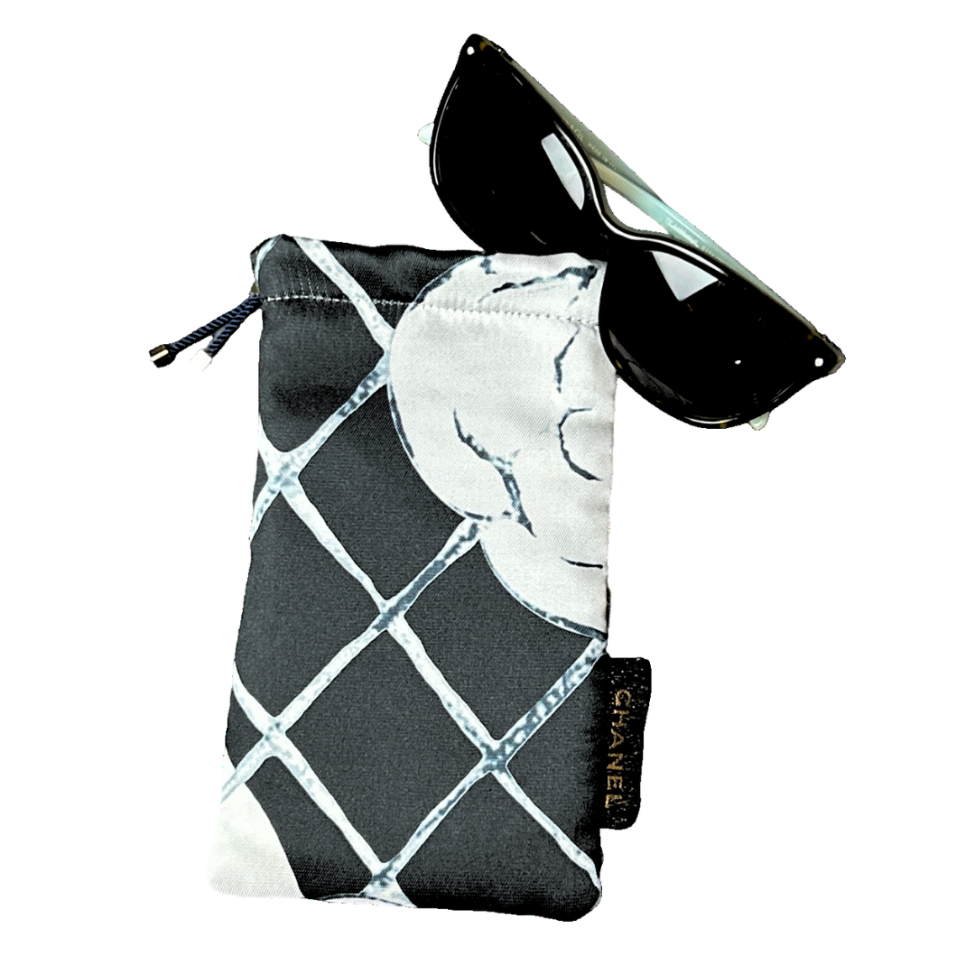 Chanel CC Camellia Scarf Drawstring Eyewear Pouch at Vintage Luxe Up