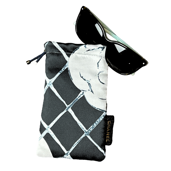 Chanel CC Camellia Scarf Drawstring Eyewear Pouch at Vintage Luxe Up