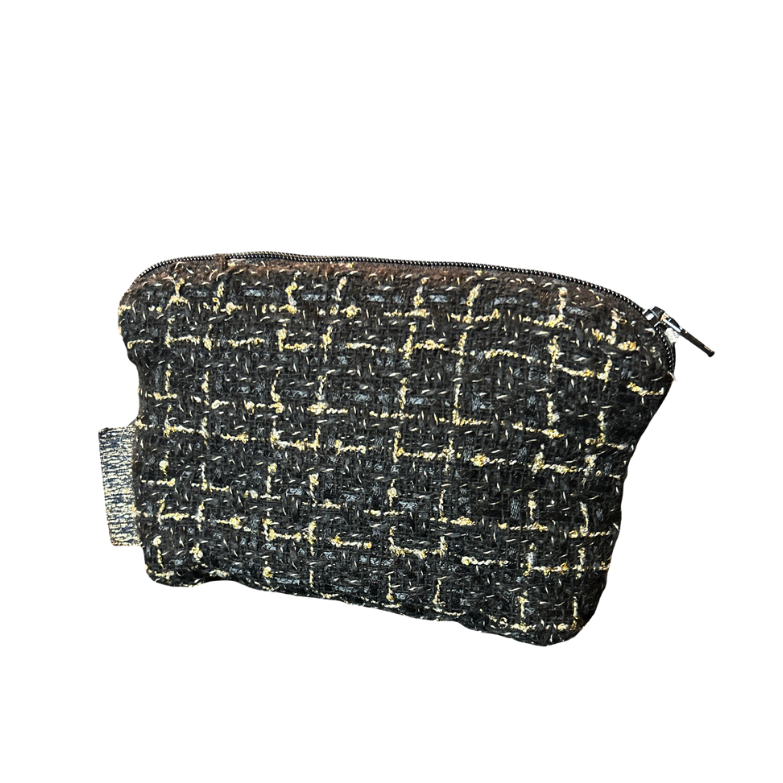 CC Logo Gold Coins Noir Vintage Silk Scarf Beauty Bag