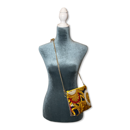 Chanel Gold Buttons Vintage Silk Scarf Crossbody Bag