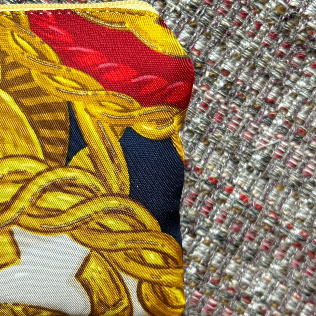 Chanel Gold Buttons Vintage Silk Scarf keychain bag