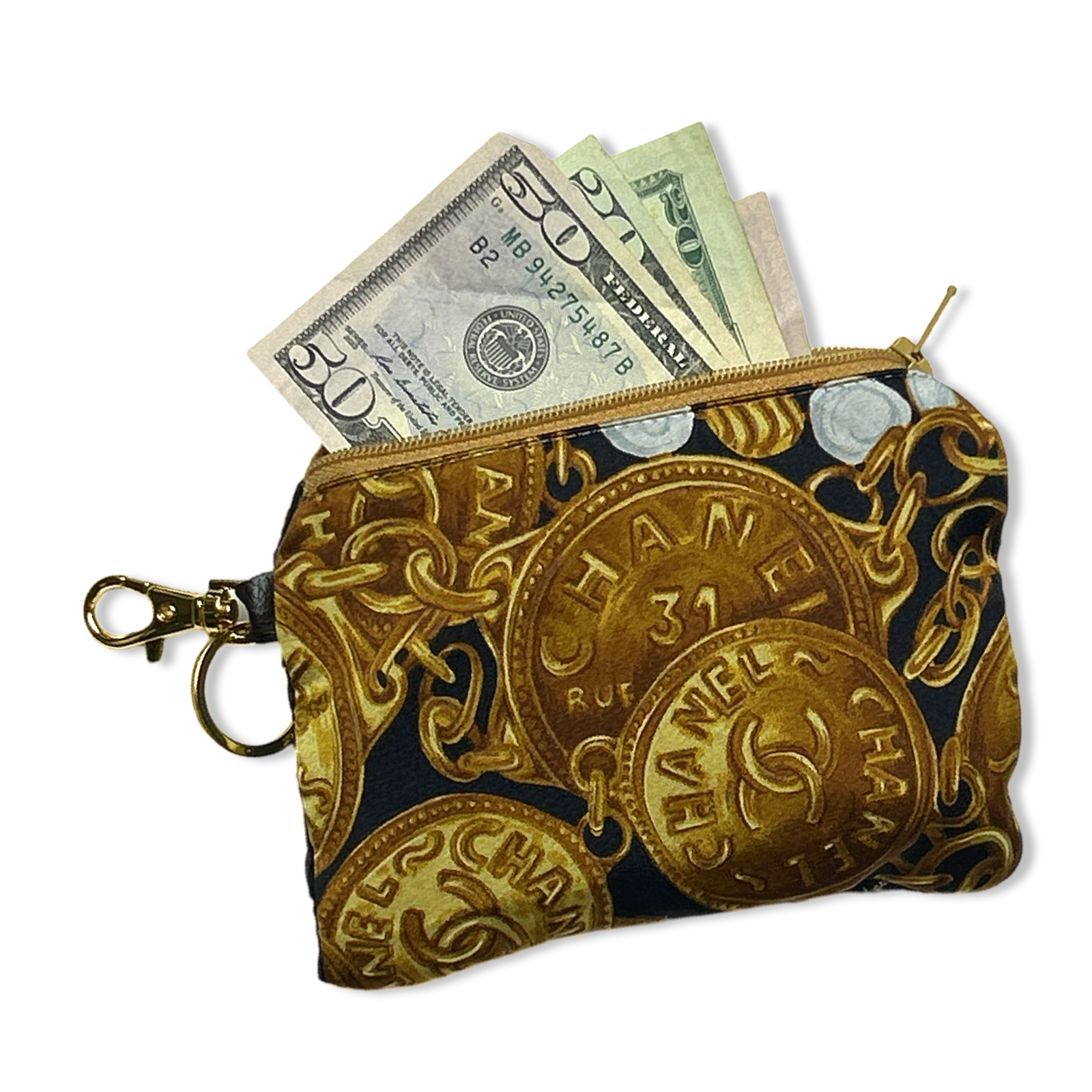 Channel Keychain CHANEL Vintage Silk Scarf Coffee Run Bag & Keychain Chanel Wristlet ...