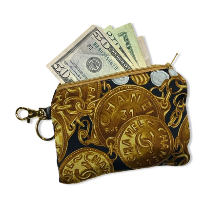 Chanel Gold Coins Noir Scarf Keychain Bag