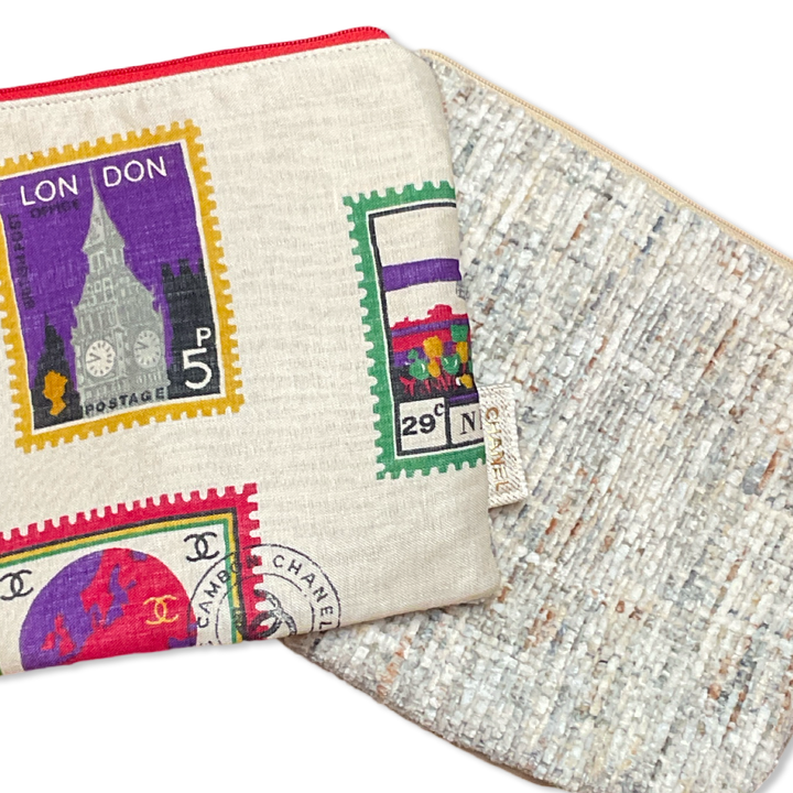 Stamps of the World Vintage Cashmere & Silk Scarf Wristlet Grand Bag