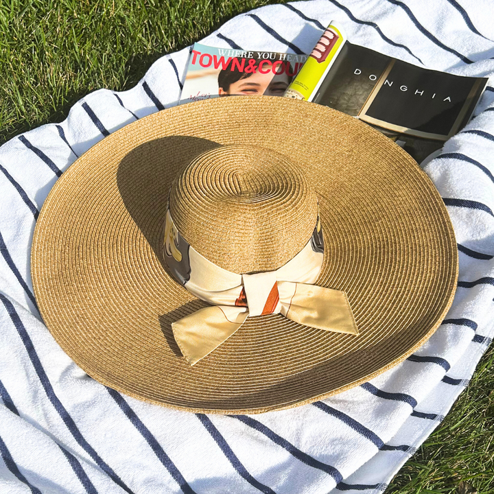 Hermes Brides de Gala Scarf Straw Hat exclusively at Vintage Luxe Up