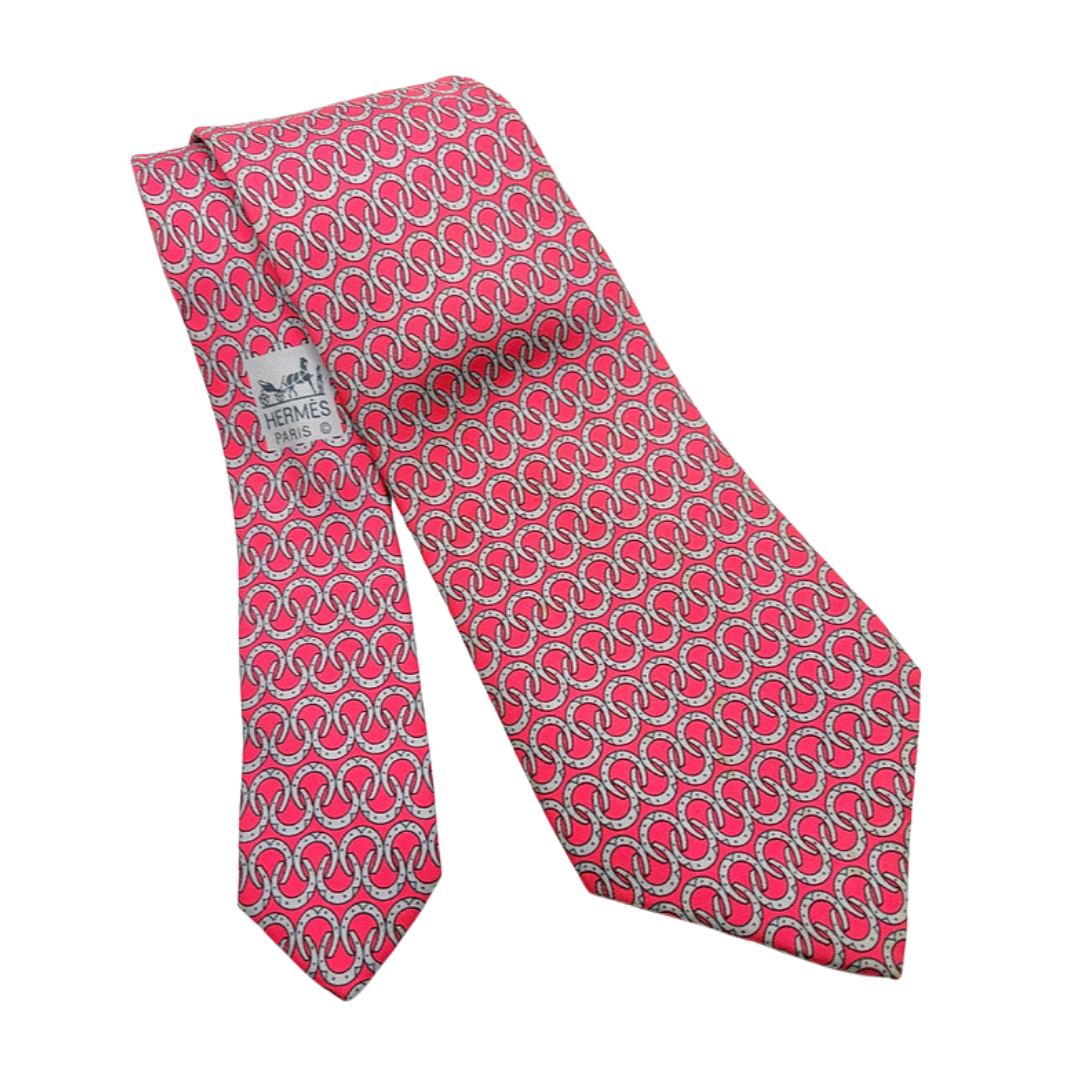 Hermes Horseshoe Print Necktie