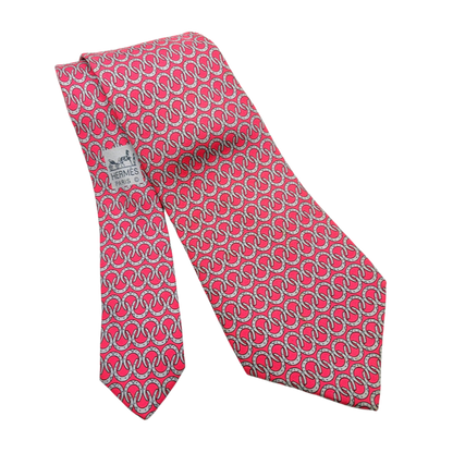Hermes Horseshoe Print Necktie