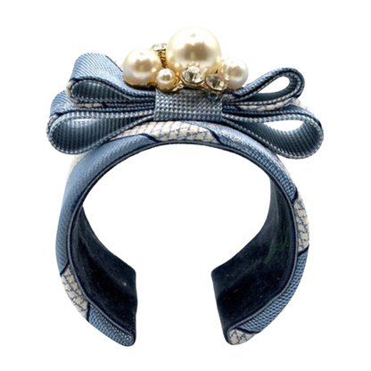 CC Trellis Stripe Silk Necktie Cuff Bracelet
