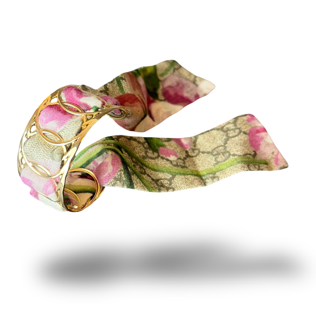 GG Blooms Pink Vintage Scarf Cuff Bracelet