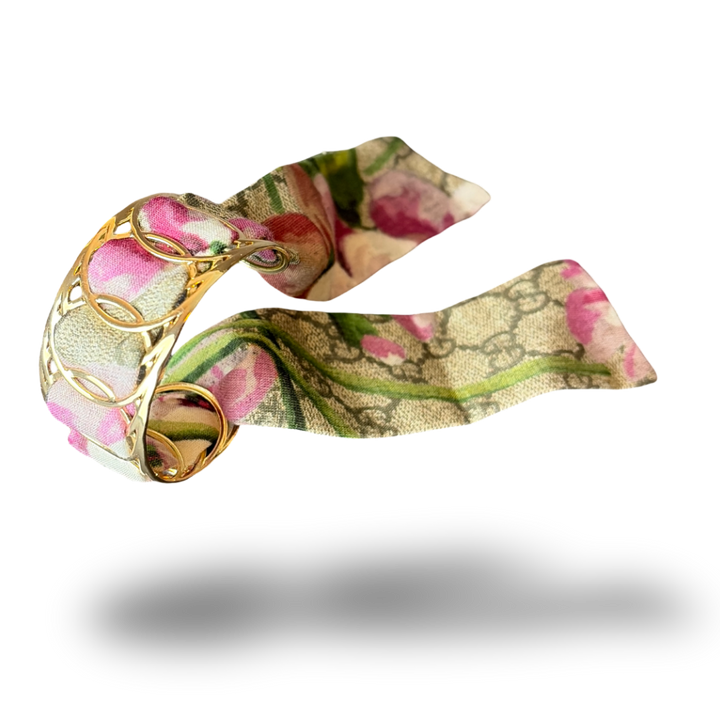 GG Blooms Pink Vintage Scarf Cuff Bracelet