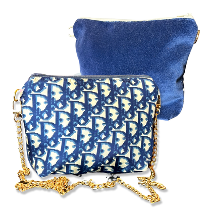 Trotter Blue Vintage Silk Scarf Crossbody Bag