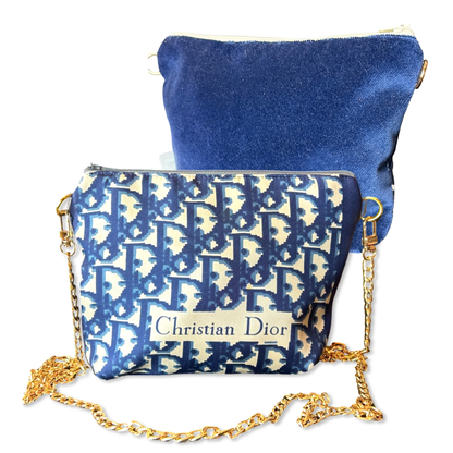 Trotter Blue Vintage Silk Scarf Crossbody Bag