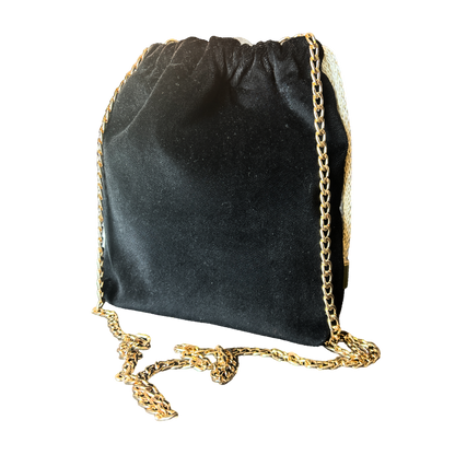 Trotter Noir Vintage Scarf Drawstring Crossbody Bag
