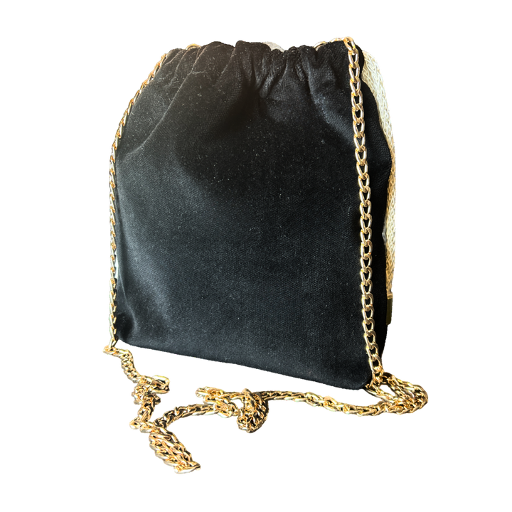 Trotter Noir Vintage Scarf Drawstring Crossbody Bag