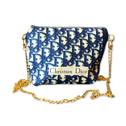 Vintage Dior Crossbody Bag Trotter Blue & White Vintage Silk Scarf Crossbody Bag at Vintage Luxe Up
