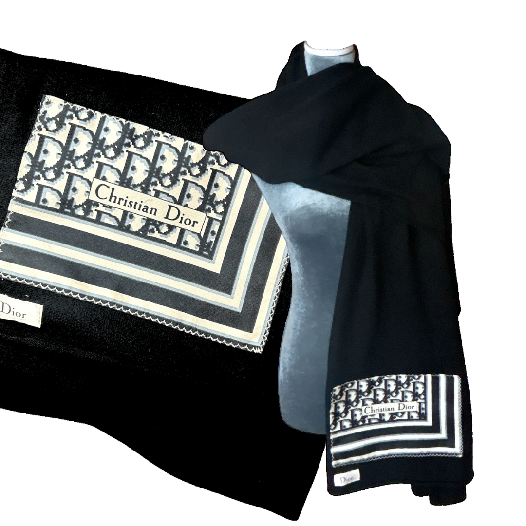 Dior Trotter Silk Scarf & Cashmere Shawl at Vintage Luxe Up