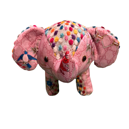 GG Floral Lattice Pink Vintage Silk Scarf Lucky Elephant