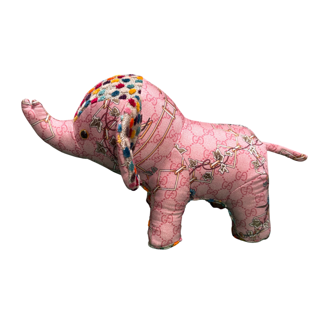 GG Floral Lattice Pink Vintage Silk Scarf Lucky Elephant
