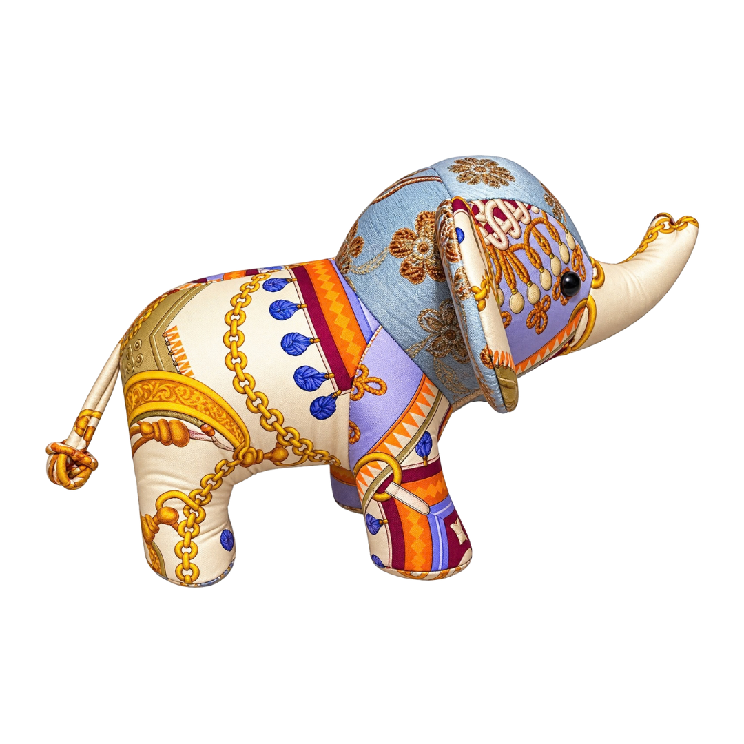 Tassels Vintage Silk Scarf Lucky Elephant