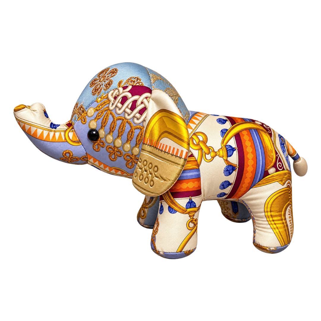 Tassels Vintage Silk Scarf Lucky Elephant