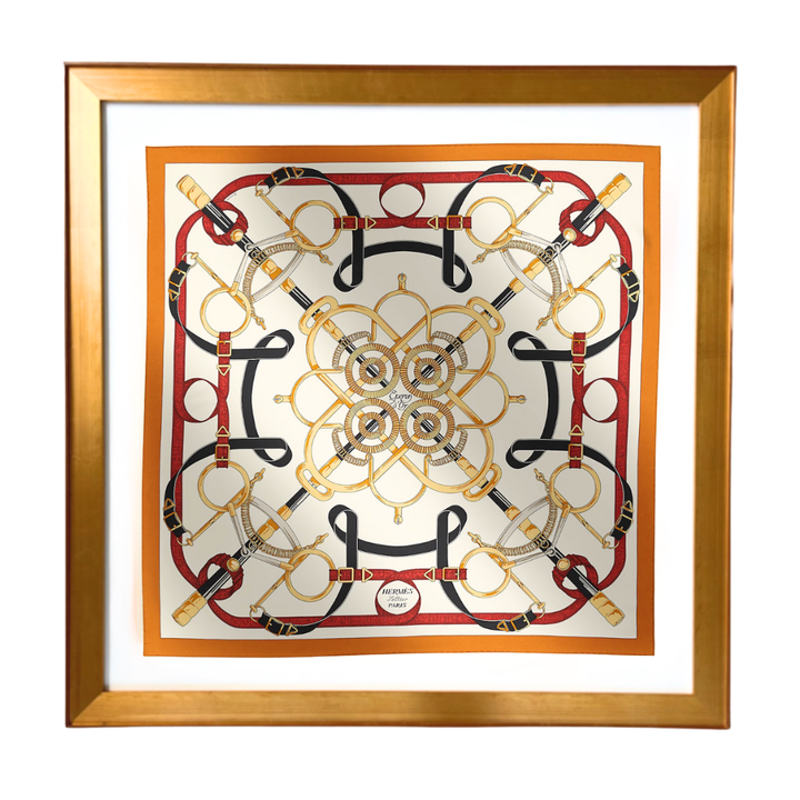 Hermes Eperon d'Or Forever Scarf | Framed Hermes Scarf exclusively at Vintage Luxe Up