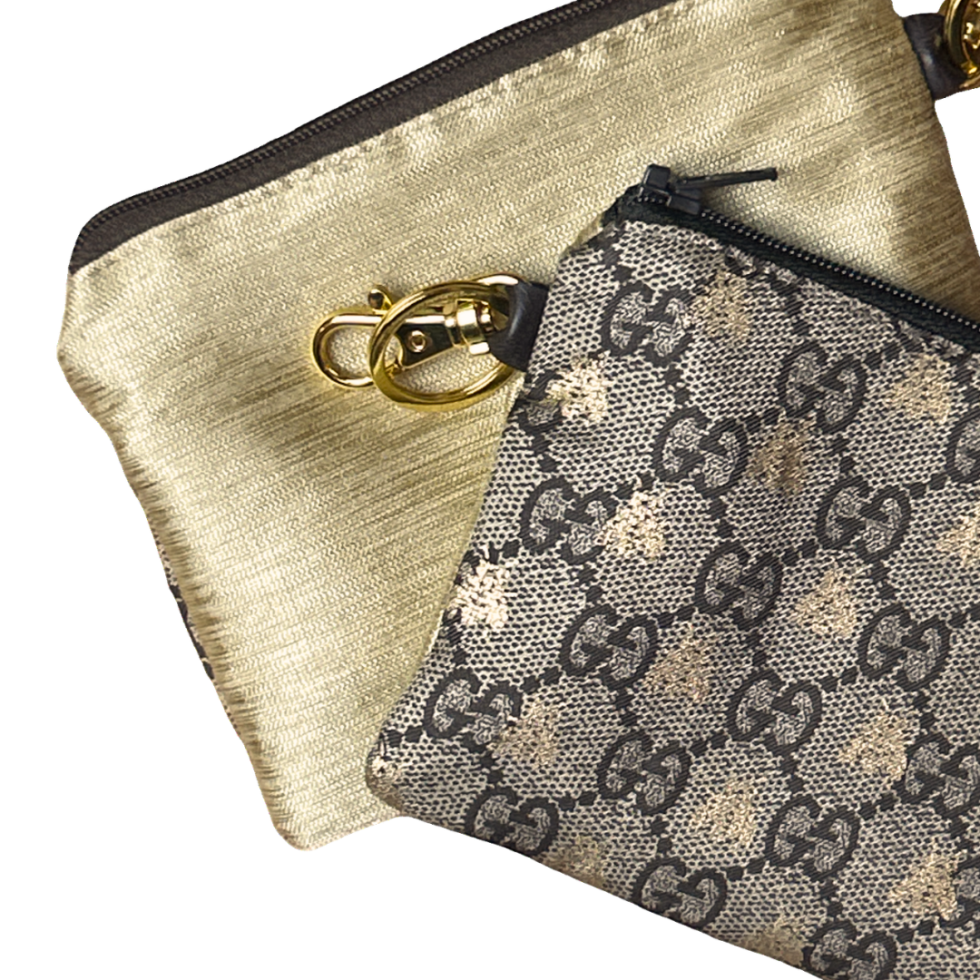 GG Bumblebee Vintage Silk Scarf Coffee Run Keychain Bag