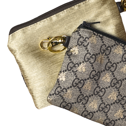 GG Bumblebee Vintage Silk Scarf Coffee Run Keychain Bag