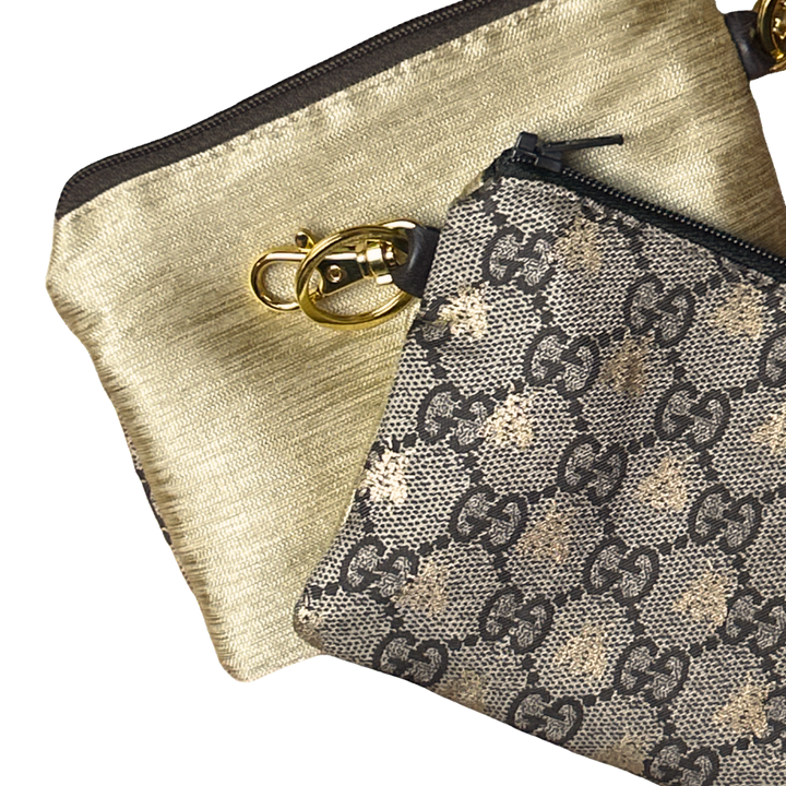 GG Logo Bees Vintage Silk Scarf Coffee Run Keychain Bag