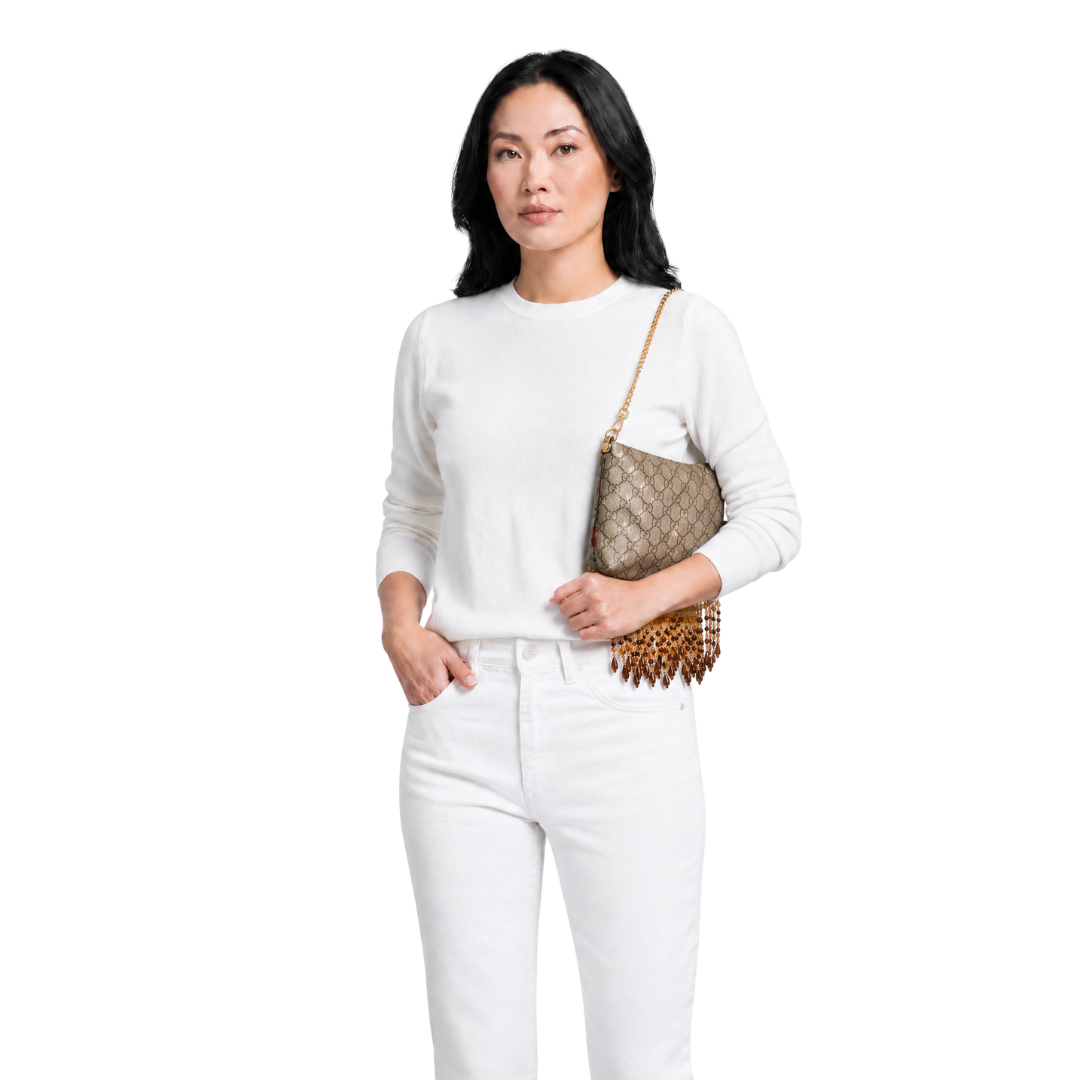 Gucci GG Logo Bees Vintage Silk Crossbody Bag | Vintage Luxe Up