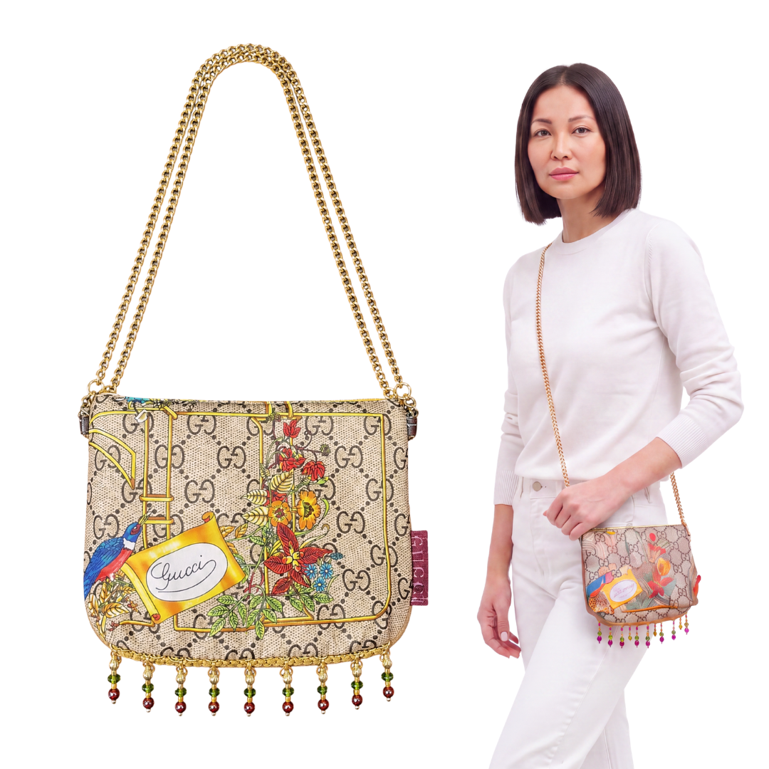 Gucci GG Lattice Floral Scarf | Gucci Crossbody Bag exclusively at Vintage Luxe Up