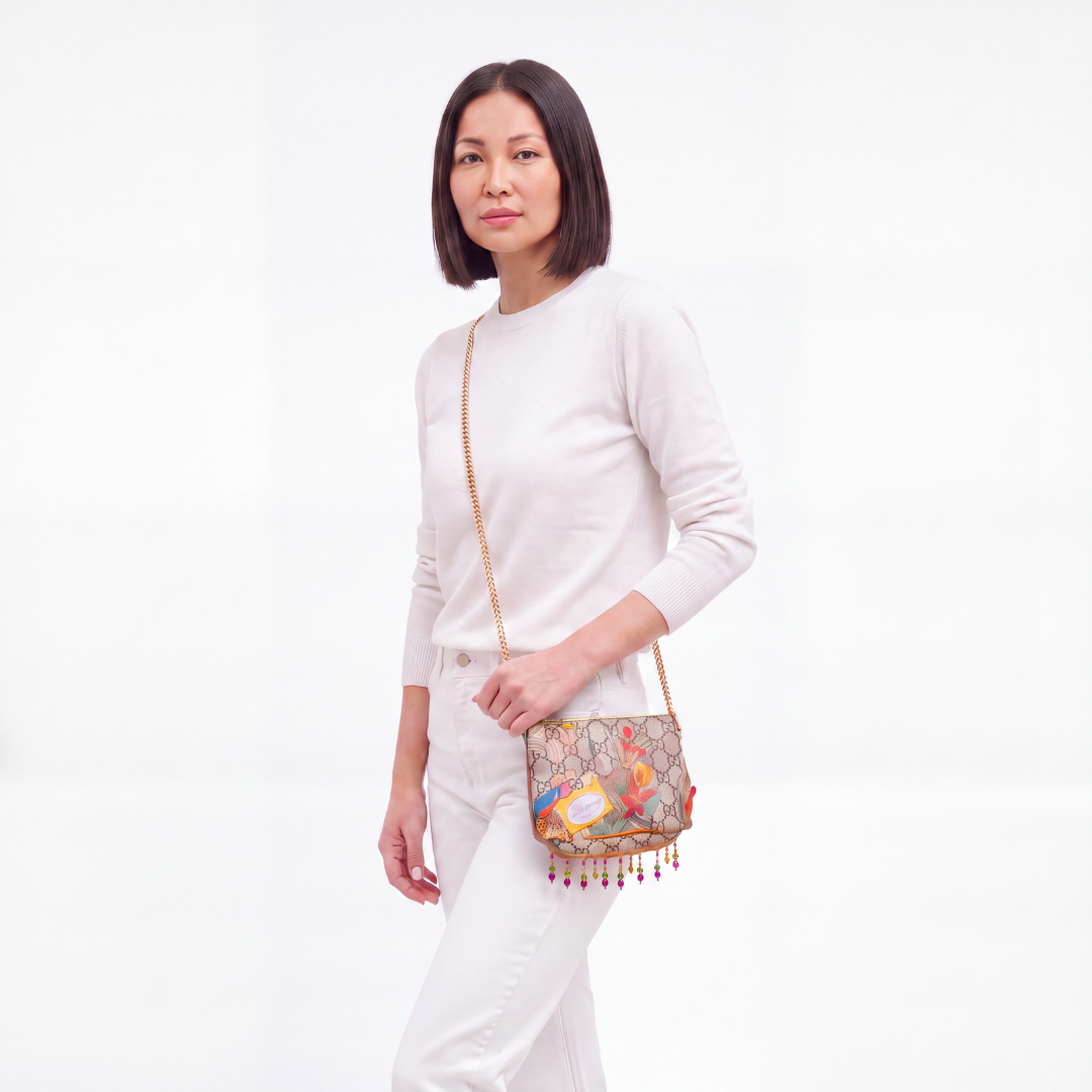 Gucci GG Lattice Floral Scarf | Gucci Crossbody Bag exclusively at Vintage Luxe Up