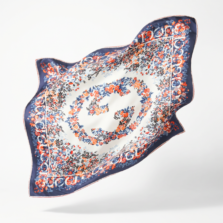 Gucci Logo Floral Scarf