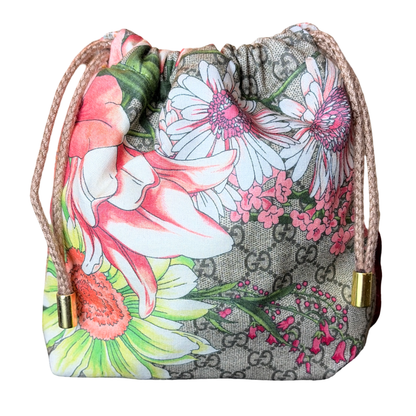 GG Bouquet Vintage Silk Scarf Drawstring Crossbody Bag
