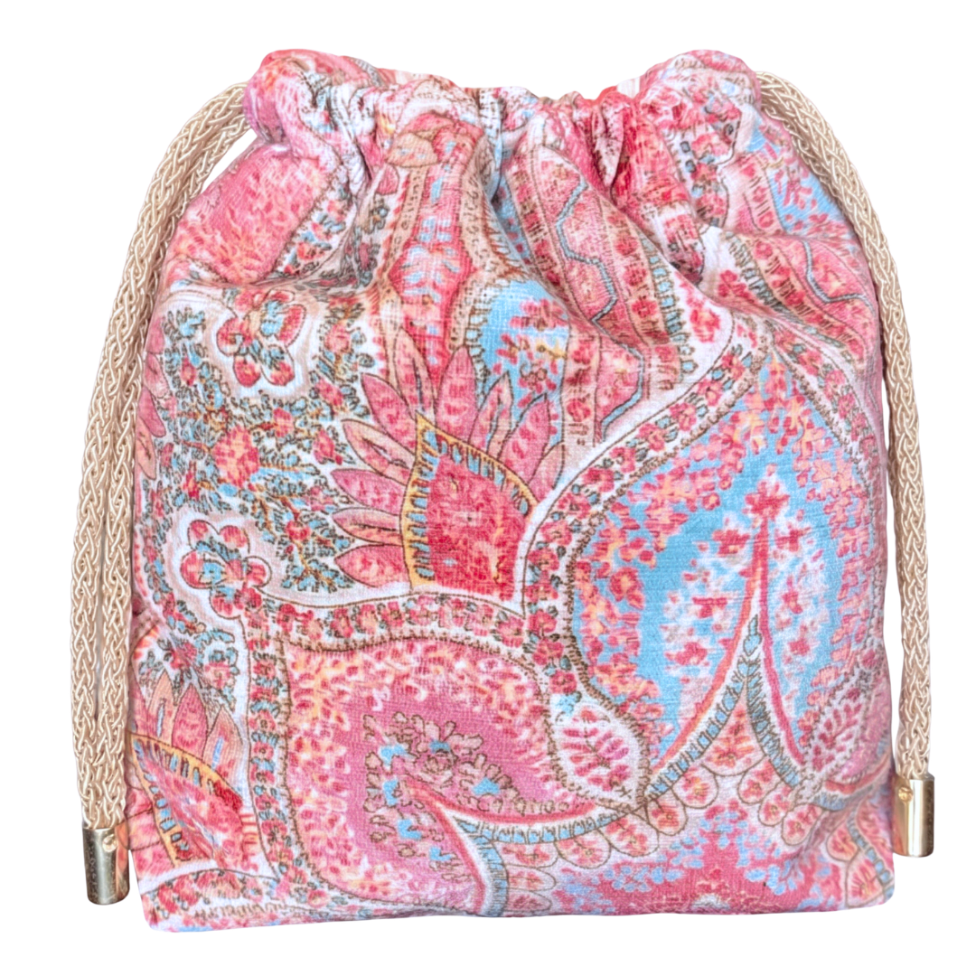 GG Bouquet Vintage Silk Scarf Drawstring Crossbody Bag
